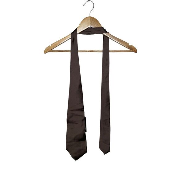 NWT YSL Rive Gauche Brown 100% Silk Necktie - Picture 6 of 13